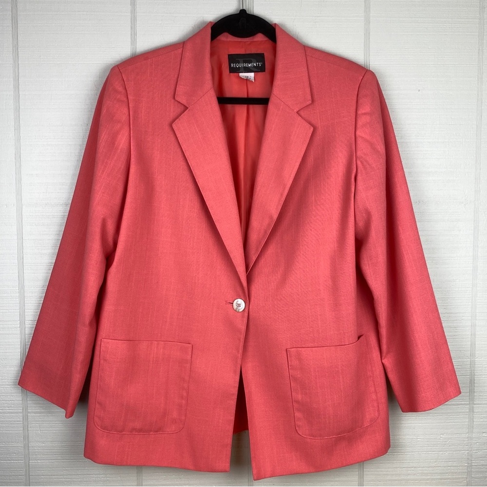 Requirements Coral Pink Blazer Jacket Shoulder Pads Career Professional 12